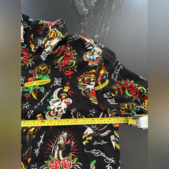 ED HARDY Bold Graphic Tattoo Men’s Short Sleeve Shirt,Skull,Rose,Tiger, Iconic,M - Picture 10 of 16